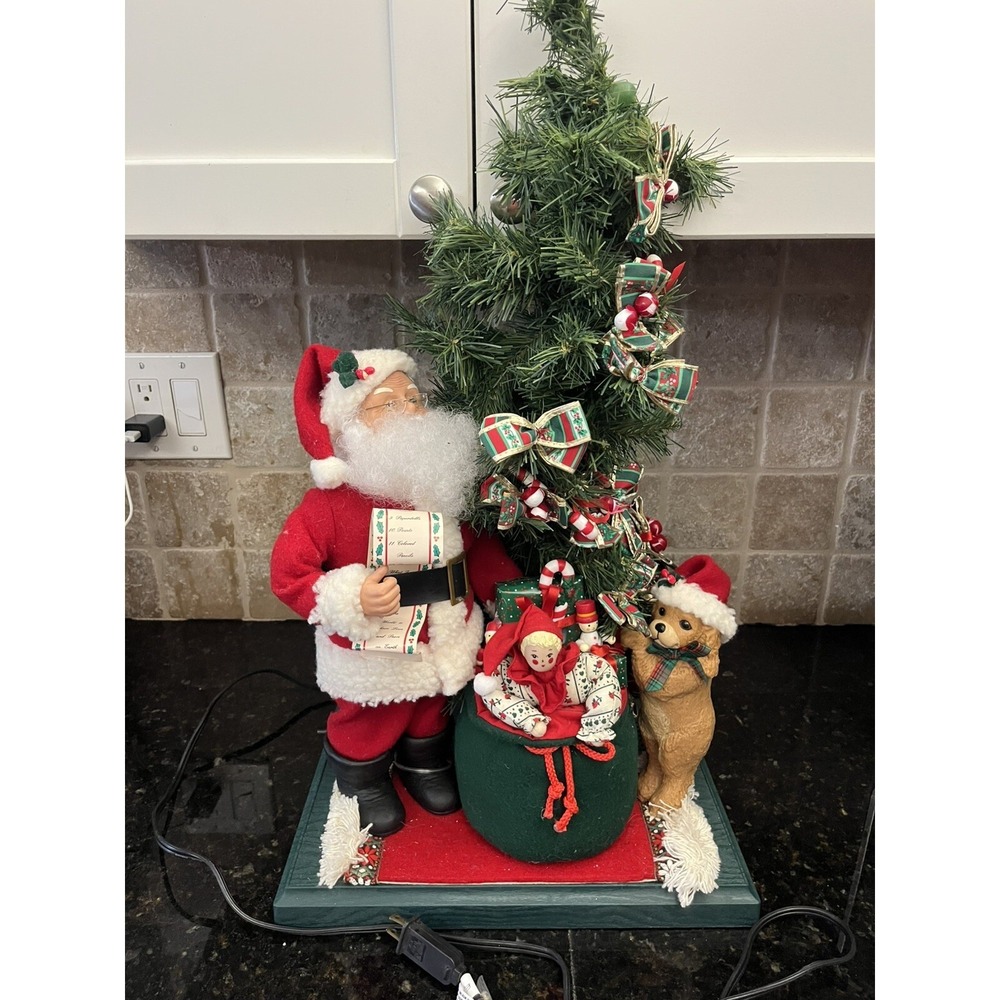 Holiday Creation Vintage 1993 Animated Santa Clause‎ with Christmas Tree & Puppy